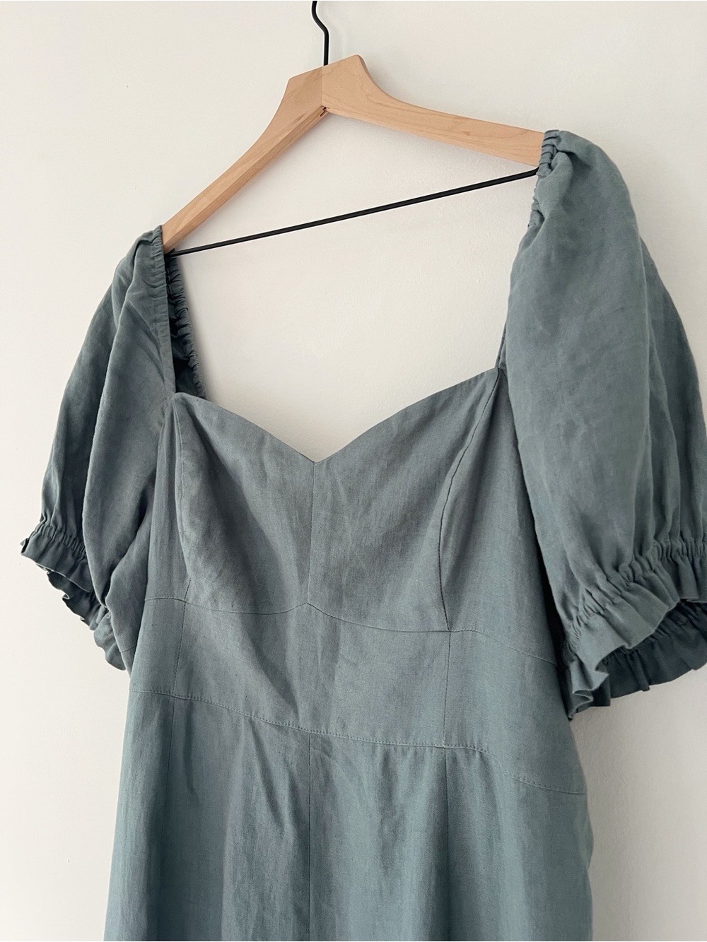 Boden linen sweetheart neck midi dress puff sleeve prairie cottagecore 16 - Picture 7 of 13